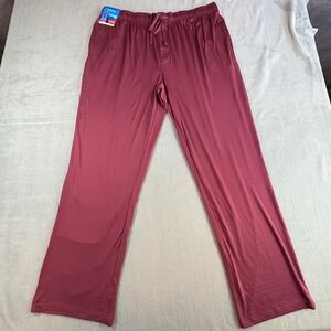 Hanes Mens Knit Sleep Pants XL Burgundy Red Stretch Wicking Pajama Bottoms 2075